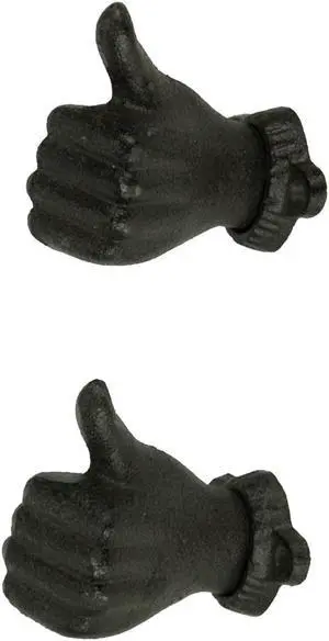 Brown Cast Iron Thumbs Up Hand Decorative Wall Hooks Set of 2 Brown Cast Iron Thumbs Up Hand Decorative Wall Hooks Set of 2