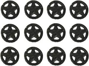 Set of 12 Rustic Brown Western Star Cast Iron Cabinet Knobs or Drawer Pulls - 2 Inch Diameter - Easy Install - Enhance Your Interior with Vintage Charm