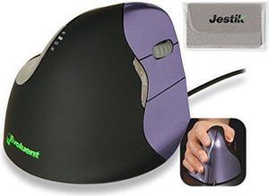 Evoluent VM4S Vertical Mouse 4 Right Small Ergonomic Mouse Plus Jestik Microfiber Cloth - Value Bundle