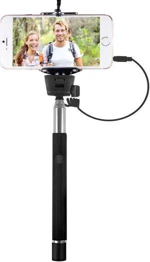 Vivitar Infinite Selfie Wand with Built-In Shutter Release iOs Android Smartphones Compatible (Black)