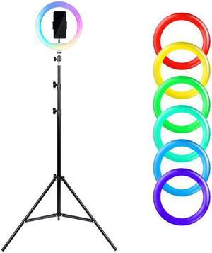 Havit 10-inch RGB LED Selfie Ring Light with extendable tripod stand & Flexible Phone Holder for Live Stream & photographing