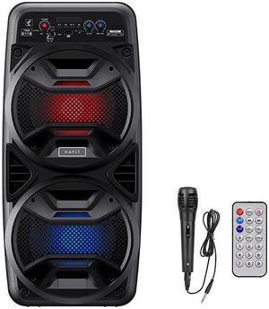 Havit SQ117BT Portable Bluetooth LED lighting 6.5 inch x2 speaker, 10w x2 with Microphone & Remote_Black