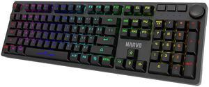 Marvo KG954 Full Size Mechanical Rainbow backlight Gaming Keyboard with volume knob and Detachable USB Type-C Cable_Black