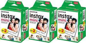Fujifilm Instax Mini Instant Film - 60 Sheets (3 Packs of 20 Film Sheets)