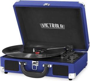 Innovative Technology 3-Speed Vintage Bluetooth Suitcase Turntable - Blue