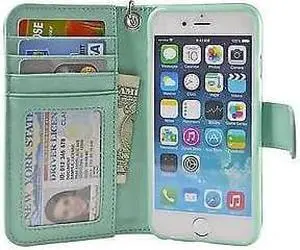 4.7-inch iPhone 6 Folio PU Leather Wallet Case - Navor (Mint)