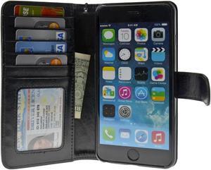 NAVOR® Protective Flip Wallet Case for iPhone 6 Plus / 6S Plus  [5.5 Inch] - Black