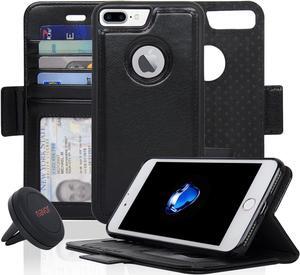Navor  Car Mount and iPhone 7 Plus Detachable Magnetic Housing Wallet Case [RFID Protection] [Apple Logo Hole] [Vajio Se