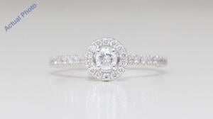 14k White Gold Round Diamond Halo Prong Set Multi-Stone Shank Set Engagement Ring (0.36 Ct G SI2 Clarity)