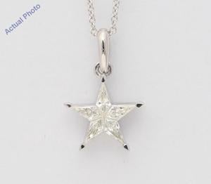 18k White Gold Kite Diamond Setting Multi-Stone Set Pentagram Star Necklace (0.34 Ct H Color VS2-SI1 Clarity)