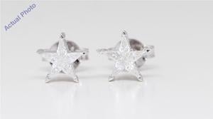 18k White Gold Kite Diamond Setting Multi-Stone Set Pentagram Star Earrings (0.29 Ct,H Color,VS Clarity)