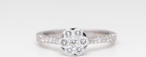 18k White Gold Round Diamond Setting Multi-Stone Set Shank Set Engagement Ring (0.71 Ct G Color SI2 Clarity)