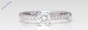 14k White Gold Round Diamond Prong Set Multi-Stone Shank Set Engagement Ring (0.62 Ct H VS2 Clarity)