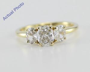 18k Yellow Gold Three Stone Radiant Cut Diamond Engagement Ring (1.17 Ct, H Color, VS Clarity)