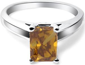 Radiant Diamond Engagement Ring 14k White Gold (1.11 Ct Natural Fancy Orange Brown SI1 Clarity) GIA