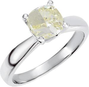 Cushion Diamond Solitaire Engagement Ring 14k White Gold (1.03 Ct Natural Fancy Yellow Color VS2 Clarity) GIA