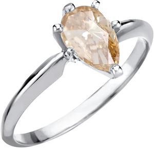 Pear Diamond Solitaire Engagement Ring 14k White Gold (1.53 Ct Natural Fancy Brown Yellow I1 Clarity) GIA