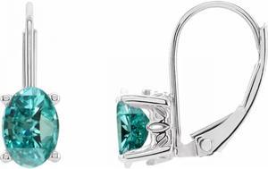 Millennial Sunrise (Branded Shape) Diamond Lever Back Earrings 14k White (0.9 Ct Blue(Irradiated) VVS )