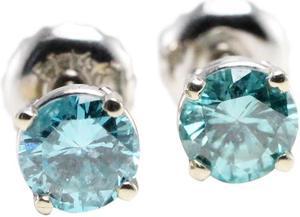 Round Diamond Stud Earrings 14k White Gold (2.03 Ct Vivid Blue(Irradiated) SI1-VS2(Enhanced) Clarity IGL )