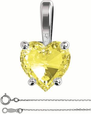 Heart Diamond Pendant 14K White Gold (1.08 Ct Fancy Yellow(Irradiated) VS1(Enhanced) Clarity) IGL