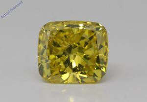 Cushion Natural Mined Loose Diamond (1.56 Ct Yellow(Irradiated) VS2(Enhanced Drilled) Clarity) IGL