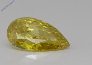 Pear Natural Mined Loose Diamond (1.53 Ct Yellow(Irradiated) SI1(Enhanced Drilled) Clarity) IGL