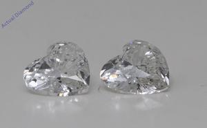 A Pair of Heart Cut Natural Mined Loose Diamonds (0.6 Ct,I Color,I1 Clarity)