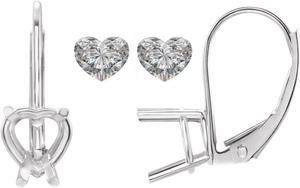 Heart Natural Mined Diamond Lever Back Earrings 14k White Gold (0.93 Ct,G Color,SI1 Clarity)