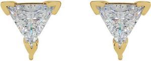 Triangle Natural Mined Diamond Stud Earrings 14k Yellow Gold (1.14 Ct,I Color,I1 Clarity)