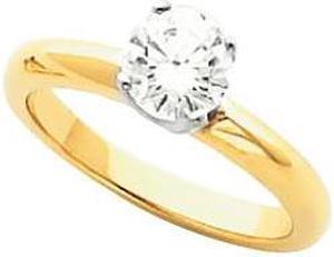 Round Diamond Solitaire Engagement Ring 14k Two Tone Gold 1 Ct, (F-G Color, SI Clarity)