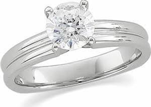 Round Diamond Solitaire Engagement Ring 14k White Gold 1 Ct, (D-E Color, SI Clarity)