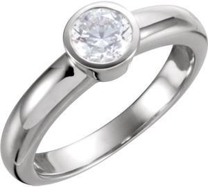 14K White Gold Round Cut Bezel Solitaire Diamond Engagement Ring (1.18 Ct, J Color, I1(Clarity Enhanced) Clarity)