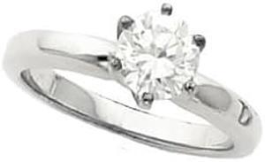 Round Diamond Solitaire Engagement Ring 14k White Gold 1 Ct, (F-G Color, SI Clarity)