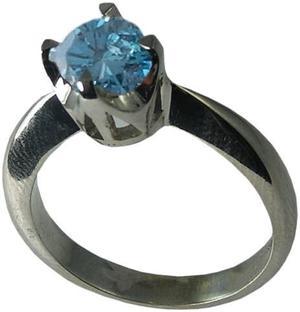 Round Diamond Solitaire Engagement Ring 14k White Gold 0.71 Ct, (Sky Blue(Color irradiated) Color, I1 Clarity)