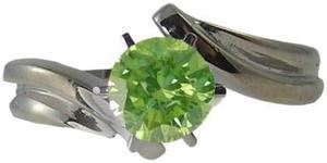 Round Diamond Solitaire Engagement Ring 14k White Gold 0.57 Ct, (Olive Green(Color Irradiated) Color, SI2 Clarity)