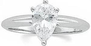 Pear Diamond Solitaire Engagement Ring 14k White Gold (0.45 Ct, D Color, SI1(K.M) Clarity) WGI Certified