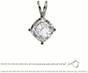 Princess Diamond Solitaire Pendant Necklace 14K White Gold (1 Ct, G, SI1(Clarity Enhanced) IGL Certified)