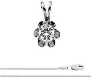 Round Diamond Solitaire Pendant Necklace 14k White Gold (1 Ct, F-G Color, SI Clarity)