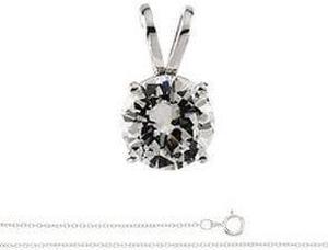 Round Diamond Solitaire Pendant Necklace 18k White Gold (1 Ct, G-H Color, SI Clarity)