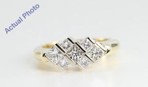 18k Yellow Gold Invisible Setting Princess Cut Diamond Multi-stone Engagement Ring (1.15 Ct, G-H Color, VS Clarity)