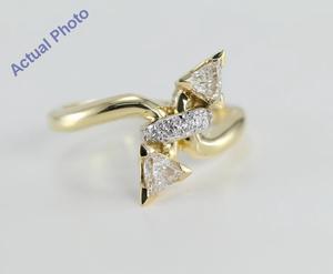 18k Yellow Gold Triangle and Round Cut Diamond Engagement Ring (0.56 Ct, I Color, VS Clarity)