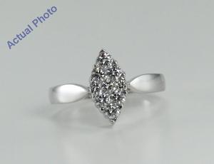 18k White Gold Invisible Setting Marquise Shaped Round Cut Diamond Engagement Ring (0.61 Ct, G Color, VS1 Clarity)