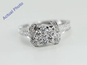 18k White Gold Invisible Setting Round Cut Diamond Engagement Ring (1.3 Ct, G Color, VS1 Clarity)