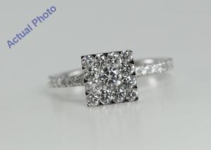 18k White Gold Invisible Setting Round Cut Square Shaped Diamond Engagement Ring (1.12 Ct, G Color, SI2 Clarity)