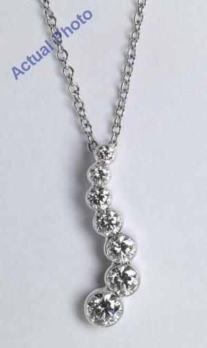 18k White Gold Invisible Setting Round Cut 7 Stone Diamond Pendant (0.8 Ct, G Color, VS Clarity)