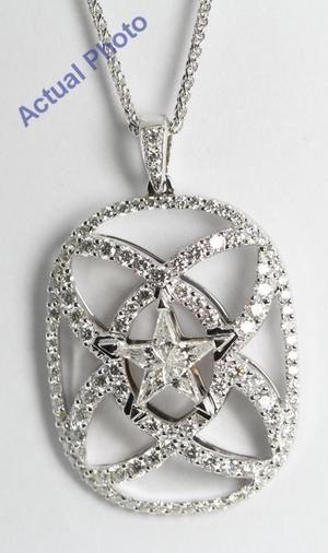 18k White Gold Kite Cut Diamond Invisible Setting Star & Pave Pendant (1.29 Ct, G Color, VS Clarity)