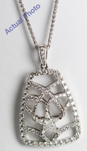 18k White Gold Kite Cut Diamond Invisible Setting Star & Pave Pendant (0.79 Ct, G Color, SI2 Clarity)