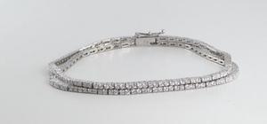 18k White Gold Two Row Round Cut Diamond Tennis Bracelet (2.8 Ct, G Color, VS1 Clarity)