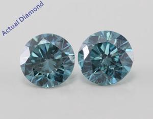 A Pair of Round Cut Loose Diamonds (2.19 Ct, Fancy Intense Blue (Color Irradiated) Color, SI1(Clarity Enhanced) Clarity) IGL Certified