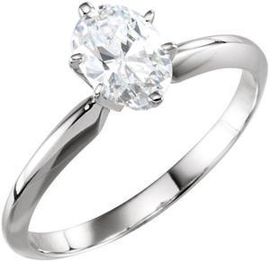 Oval Diamond Solitaire Engagement Ring, 14k White Gold (0.72 Ct, E Color, I1 Clarity) GIA Certified